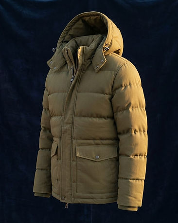 Men's Chino Cotton Hooded Puffer Jacket — Olive (Olive), product photo