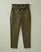Women's Stretch Denim Paperbag Waist Trousers — Olive (Olive), flat-lay view