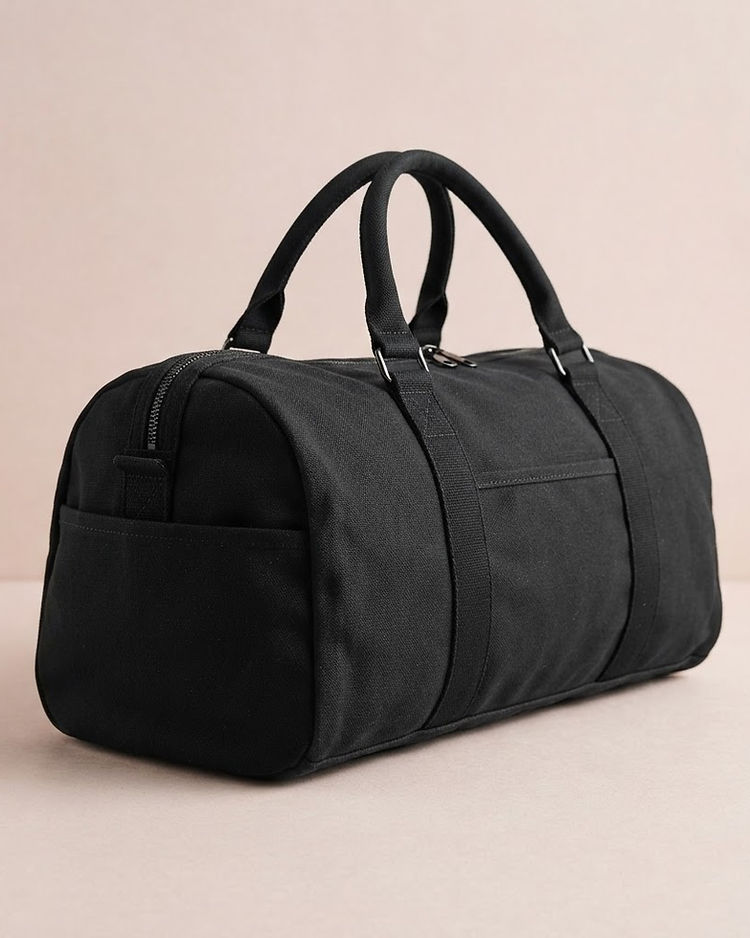 Unisex Cotton Blend Everyday Duffel Bag — Black (Black), product photo