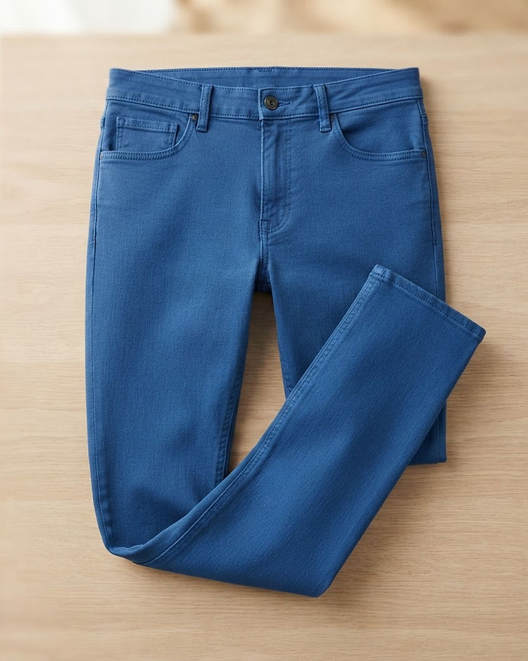 Men's Cotton Twill Mid-Rise Skinny Jeans — Blue (Blue), product photo