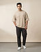 Men's Oversized Drop-Shoulder Cotton Blend Tee — Beige (Beige), worn or held by model