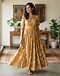 Women's Floral Print Maxi Dress — Mustard (Mustard), lifestyle setting