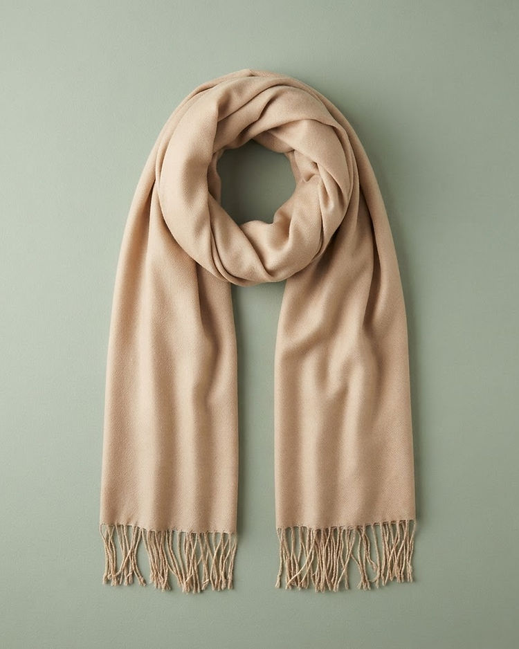 Unisex Cotton Blend Pashmina Wrap Scarf — Beige (Beige), product photo
