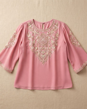 Women's Embroidered Top — Pink (Pink), product photo