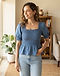 Women's Smocked Bodice Top — Blue (Blue), lifestyle setting