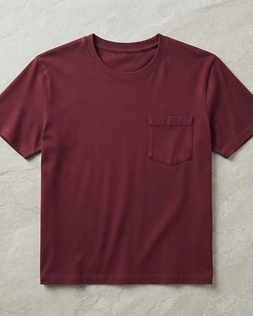 Men's Pocket Detail Premium Cotton Crew Tee — Maroon (Maroon), product photo