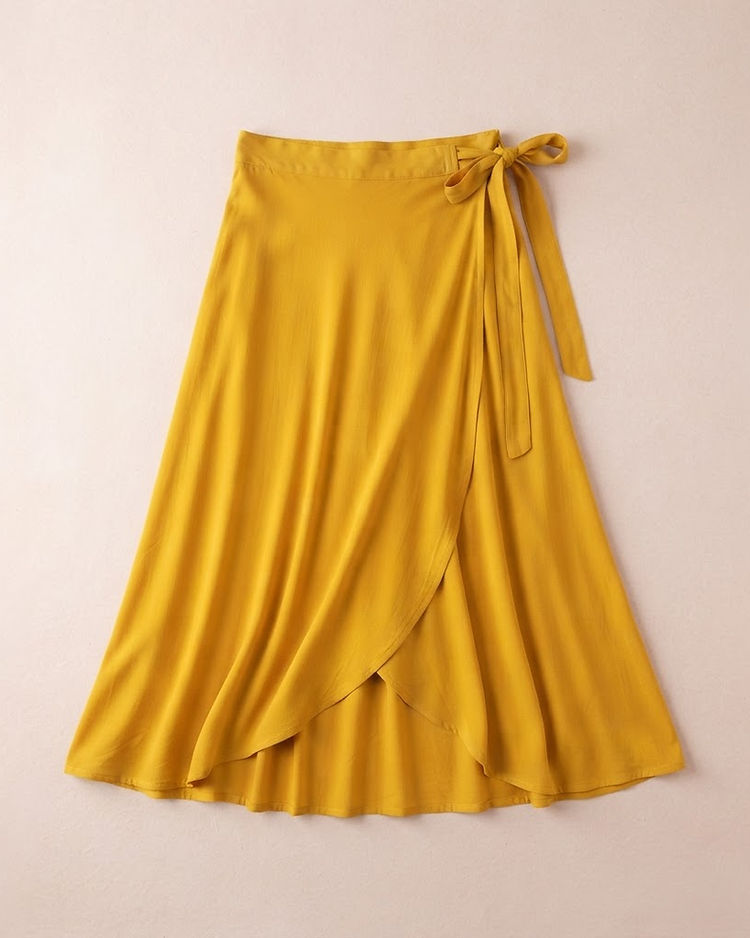 Women's Rayon Wrap Skirt — Mustard (Mustard), product photo