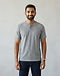 Men's Henley Neck Cotton-Polyester Tee — Grey (Grey), worn or held by model