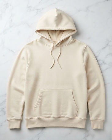 Men's French Terry Kangaroo Pocket Hoodie — Cream (Cream), product photo