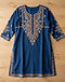 Women's Embroidered Kurti — Blue (Blue), flat-lay view