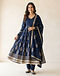 Women's Traditional Anarkali Kurta Set — Navy (Navy), worn or held by model