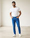 Men's Cotton Twill Mid-Rise Skinny Jeans — Blue (Blue), worn or held by model