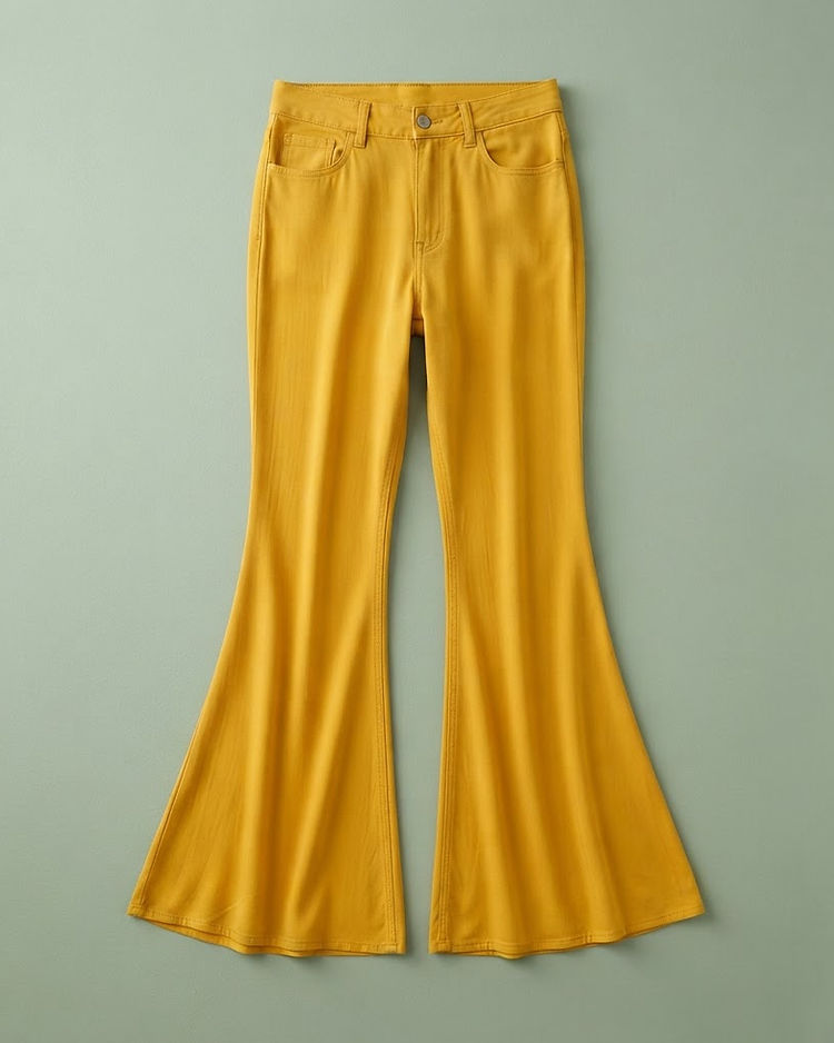 Women's Rayon Flared Jeans — Mustard (Mustard), product photo