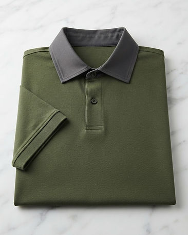 Men's Contrast Collar Organic Cotton Polo — Olive (Olive), product photo