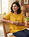 Women's Layered Top — Mustard (Mustard), lifestyle setting