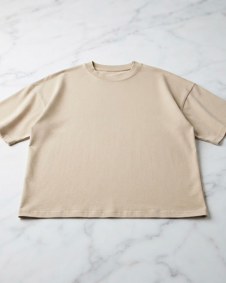 Men's Oversized Drop-Shoulder Cotton Blend Tee — Beige (Beige), product photo