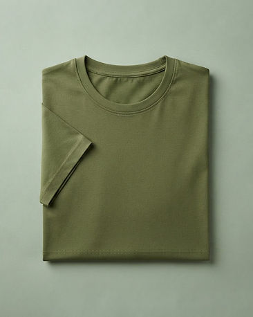 Men's Basic Round Neck Organic Cotton T-Shirt — Olive (Olive), product photo