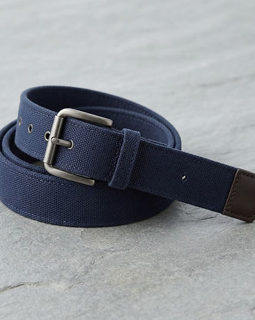 Unisex Canvas Leather Style Belt — Navy (Navy), product photo