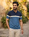 Men's Colour-Block Organic Cotton Polo — Blue (Blue), worn or held by model