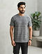 Men's Textured Stripe Cotton-Polyester Tee — Grey (Grey), worn or held by model