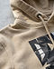 Men's Stretch Denim Graphic Hoodie — Beige (Beige), detail close-up