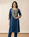 Women's Embroidered Kurti — Blue (Blue), worn or held by model