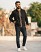 Men's Stretch Denim Lightweight Windbreaker — Black (Black), worn or held by model