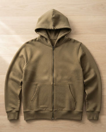 Unisex Premium Cotton Fleece Zip Hoodie — Khaki (Khaki), product photo