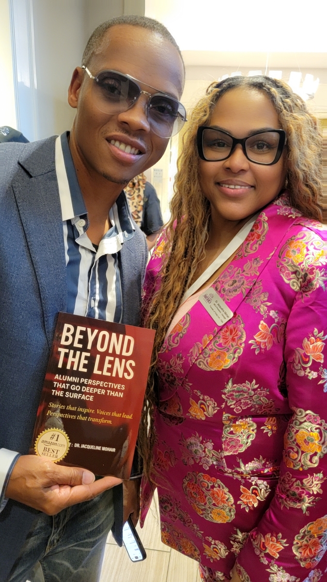 Guests with Dr. Jacqueline Mohair holding the number one Amazon bestseller Beyond the Lens