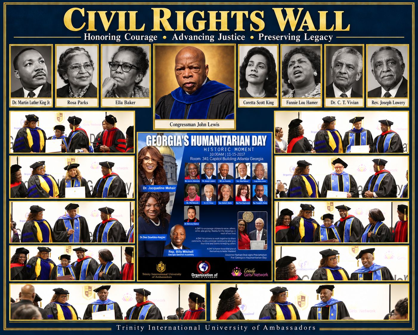 The TIUAC Civil Rights Wall honoring civil rights legends and Georgia's Humanitarian Day proclamation with Governor Nathan Deal at the Georgia State Capitol