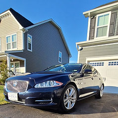 Blue Jaguar XJ after mirror-gloss detail