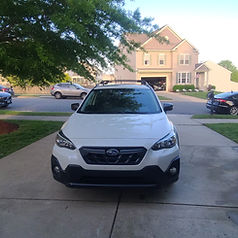 White Subaru Outback after exterior detail