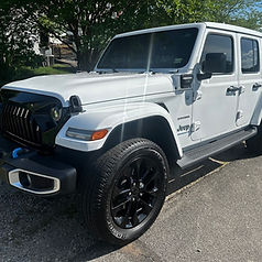 White Jeep Wrangler 4xe after ceramic coating