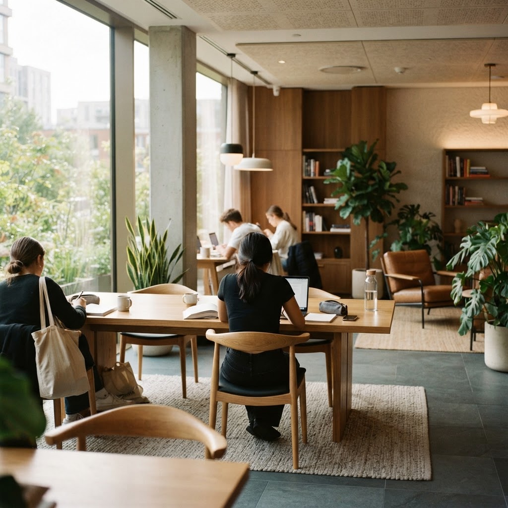 Communal study lounge in a student residence