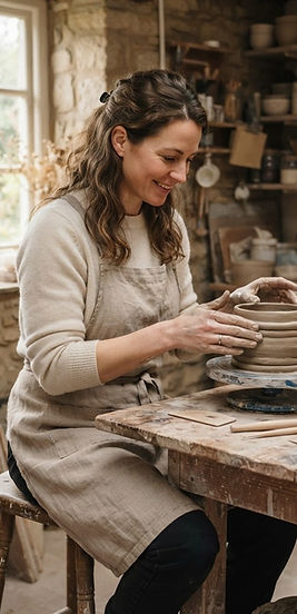 A hobby crafter working on a handmade project in a workshop
