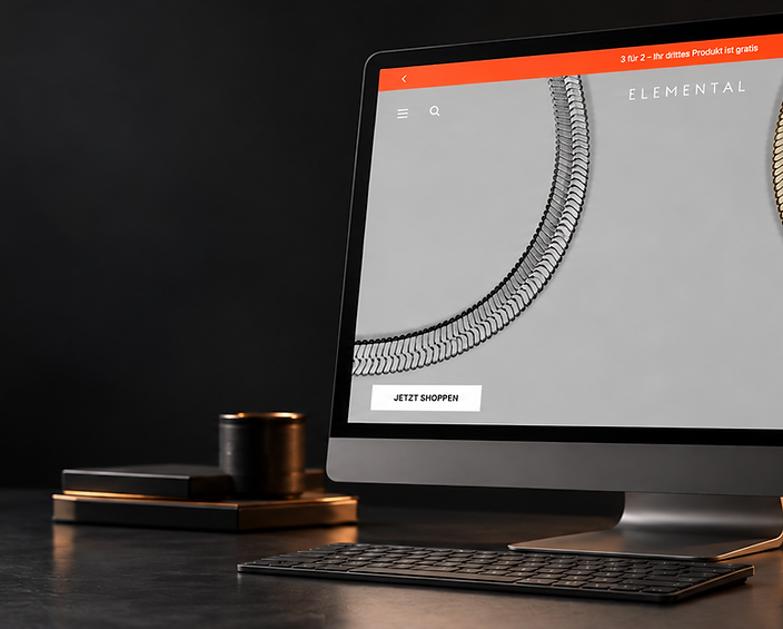 Elemental-Pieces-Onlineshop auf Desktop und Smartphone