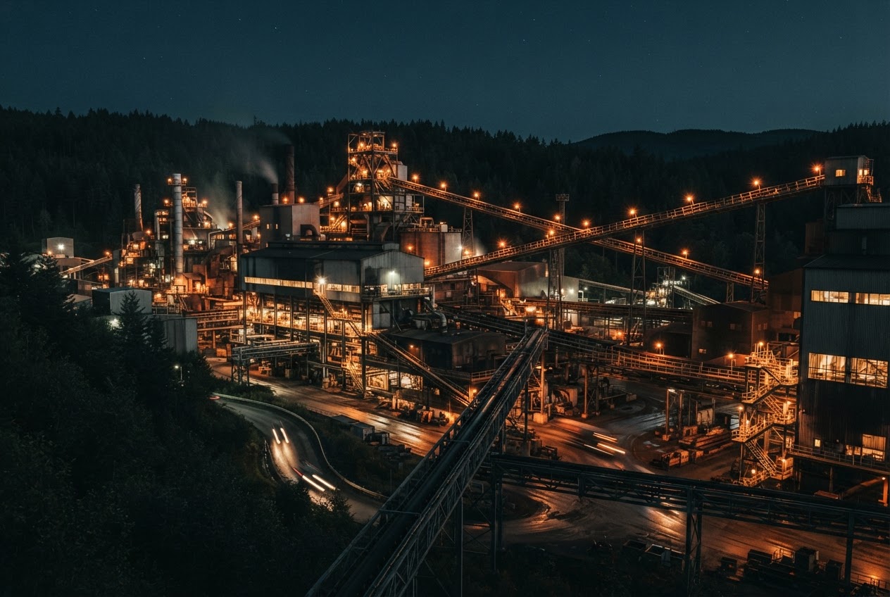 Manufacturing facility at night