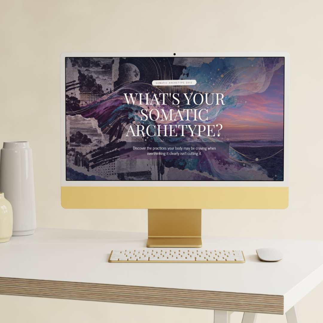 Interactive somatic archetype quiz website shown on a desktop computer