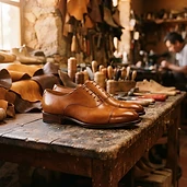 Zapatos de piel cognac cosidos a mano