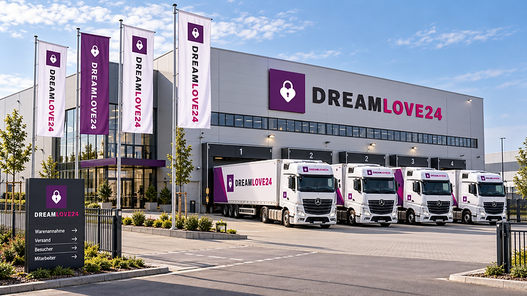 Logistikstandort von DREAMLOVE24 mit Warenannahme, Lager und Verladezonen