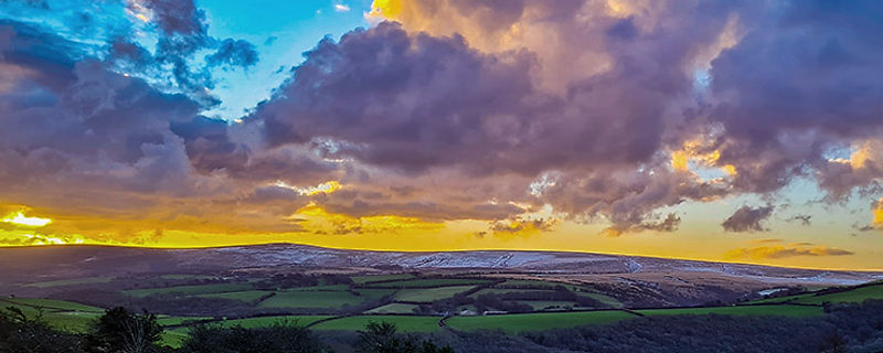 Exmoor sunset over rolling hills