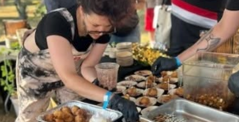 Liberty working at a catering event