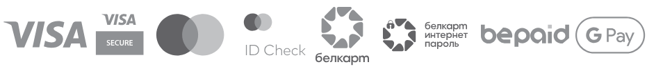 Payment methods: Visa, Visa Secure, Mastercard, ID Check, Belkart, Belkart internet password, bePaid, Google Pay