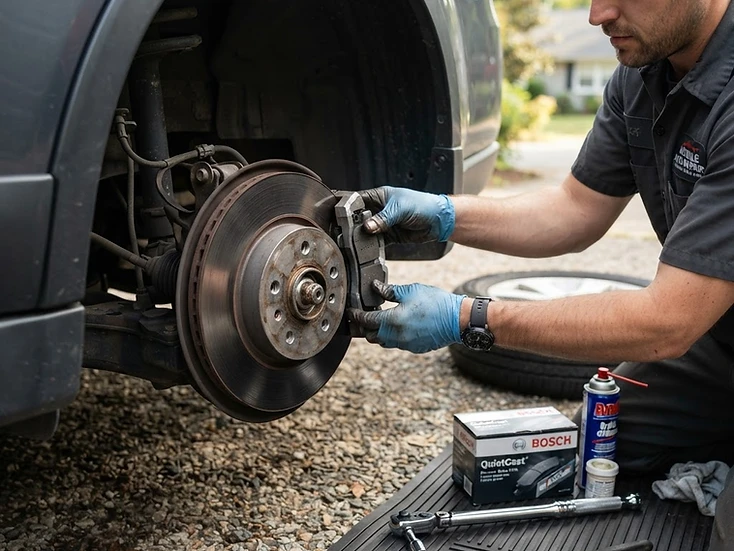Oil change and brake pad replacement performed by Auto Bros Mobile Mechanic