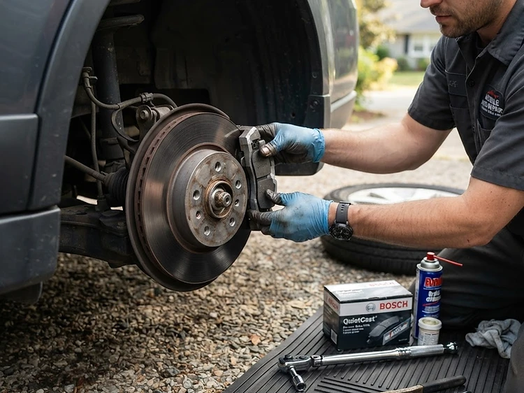 Auto Bros mechanic performing a brake repair