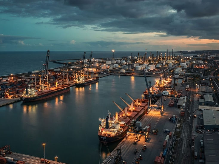 Sines industrial port at dusk