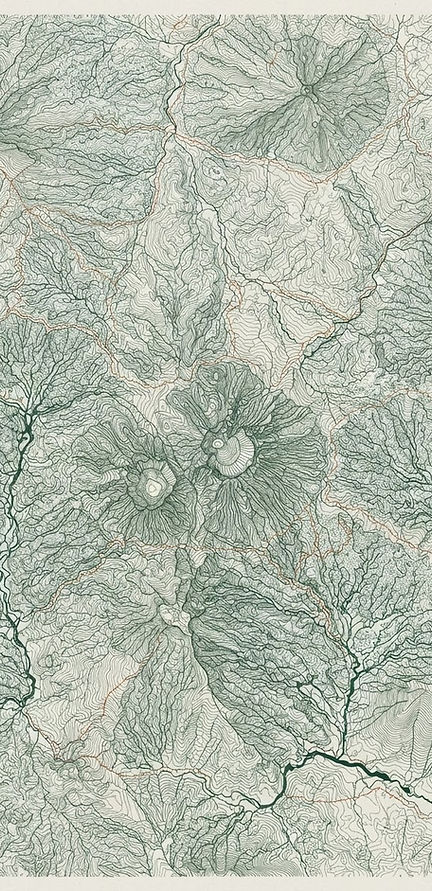 Mapa topográfico ilustrado de la sierra del volcán