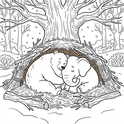 Coloring sheet 9: Bruno's Winter Den
