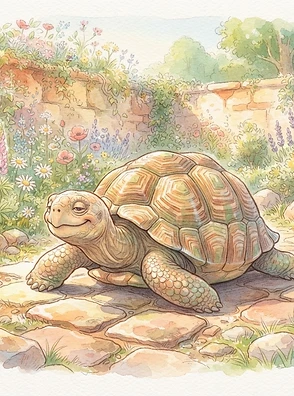 Portrait of Taj the Giant Tortoise