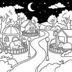 Coloring sheet 5: The Zoo After Dark